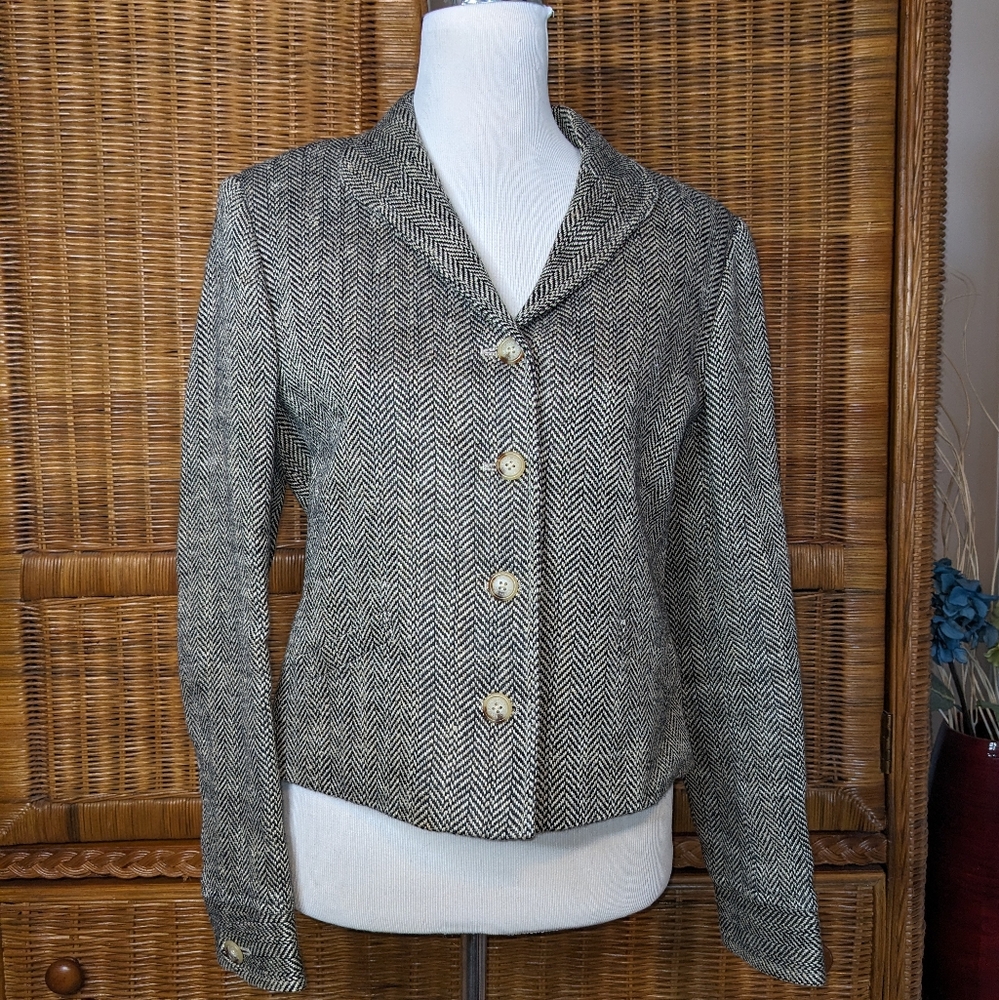 Ralph Lauren Ivory/Black Short Herringbone Jacket SIZE 10